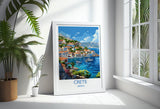 Crete Travel Print, Travel Poster of Crete, Greece Gift, Greek Islands Art Lovers Gift, Crete Gift Art, Wall Art Print NQ Media Designs