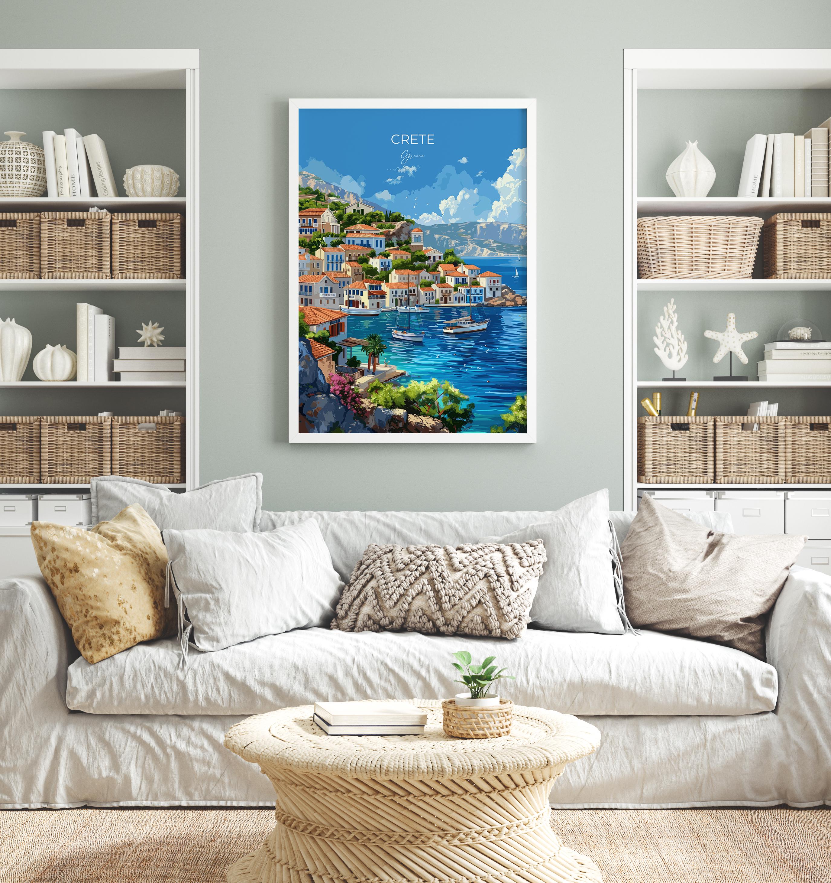 Crete Travel Poster, Travel Print of Crete, Greece Gift, Greek Islands Art Lovers Gift, Crete Gift Art, Wall Art Print NQ Media Designs