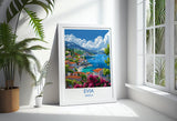 Evia Travel Print, Travel Poster of Evia, Greece Gift, Greek Islands Art Lovers Gift, Evia Gift Art, Wall Art Print NQ Media Designs