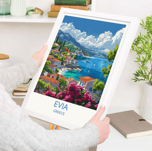 Evia Travel Print, Travel Poster of Evia, Greece Gift, Greek Islands Art Lovers Gift, Evia Gift Art, Wall Art Print