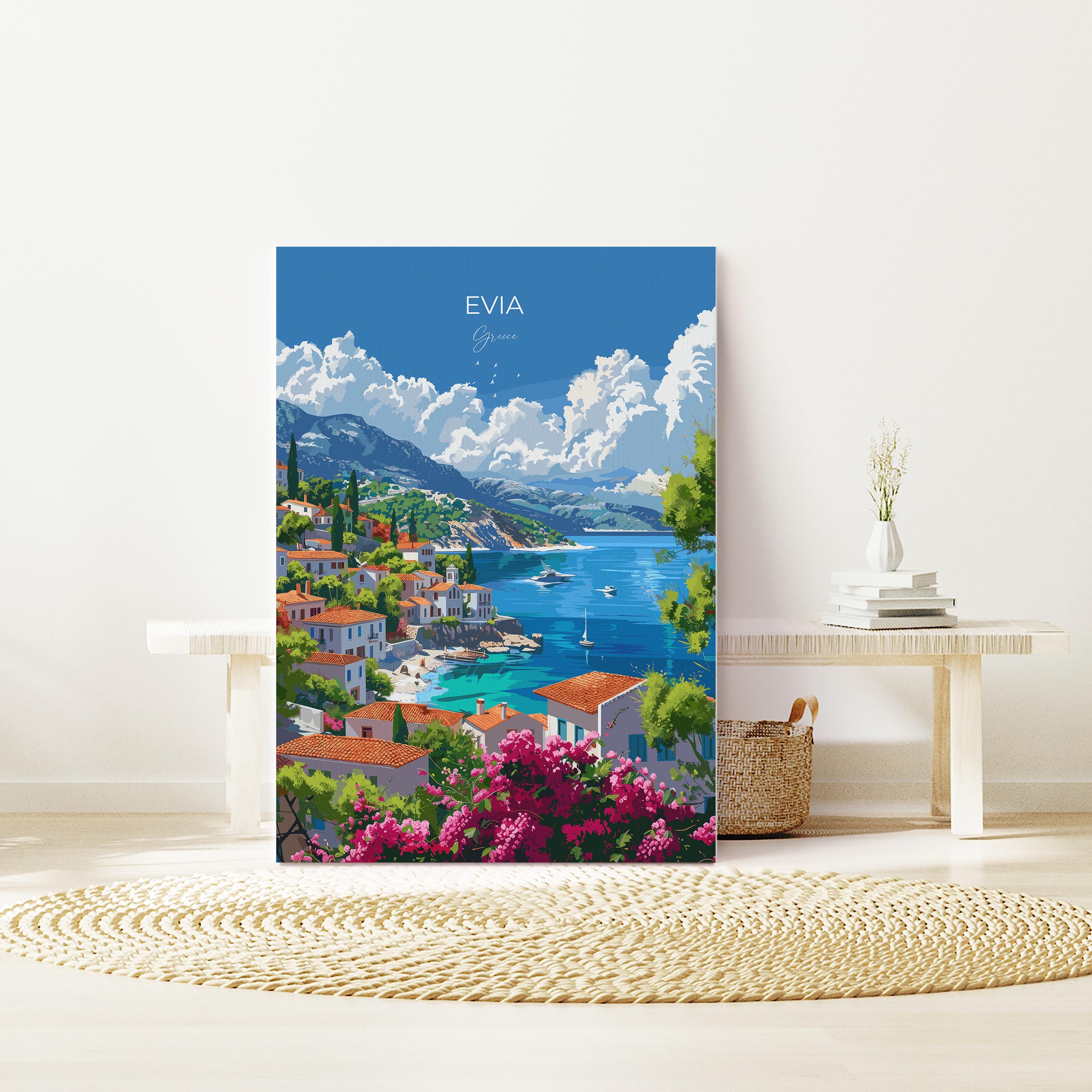 Evia Travel Poster, Travel Print of Evia, Greece Gift, Greek Islands Art Lovers Gift, Evia Gift Art, Wall Art Print NQ Media Designs