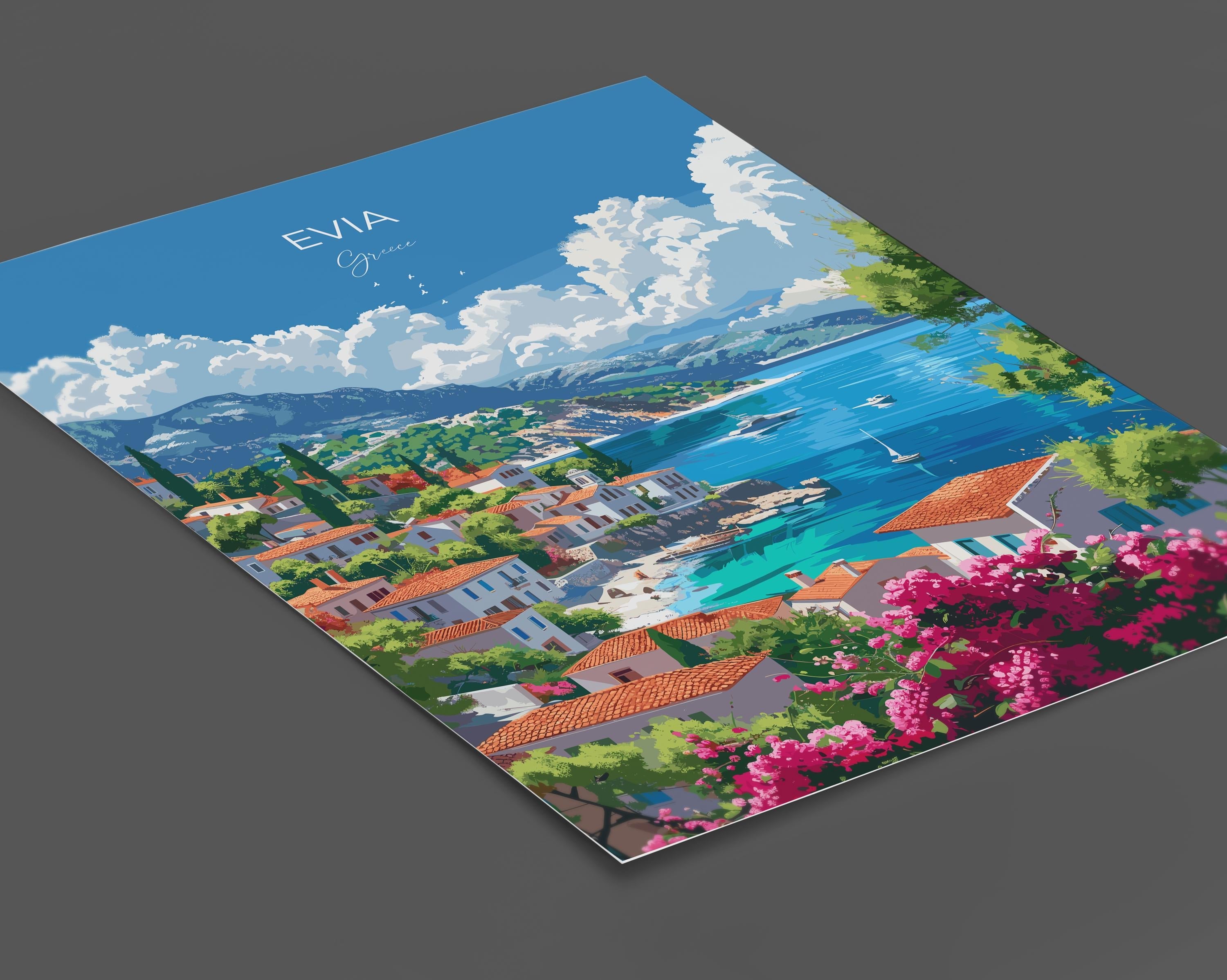 Evia Travel Poster, Travel Print of Evia, Greece Gift, Greek Islands Art Lovers Gift, Evia Gift Art, Wall Art Print NQ Media Designs