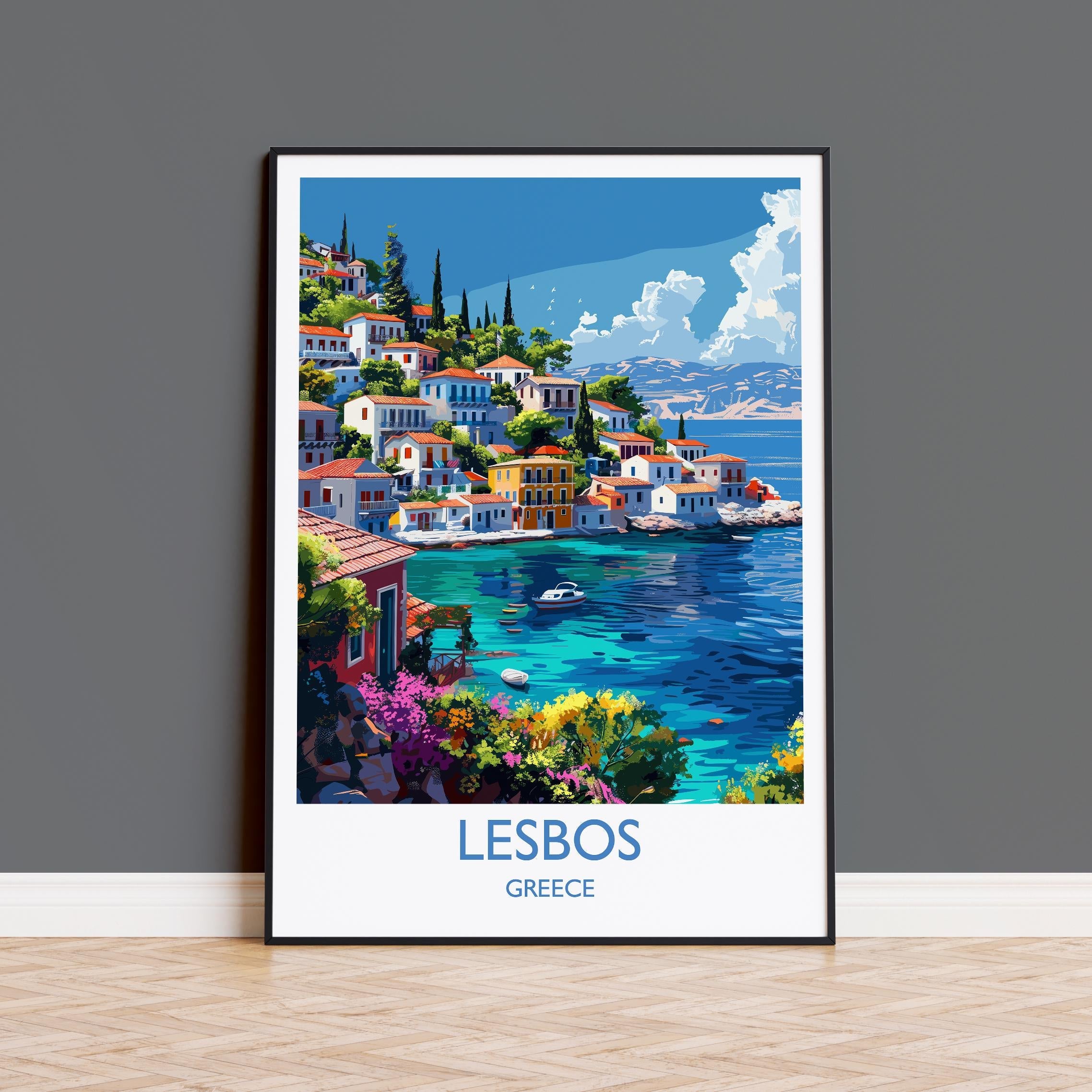 Lesbos Travel Print, Travel Poster of Lesbos, Greece Gift, Greek Islands Art Lovers Gift, Lesbos Gift Art, Wall Art Print NQ Media Designs