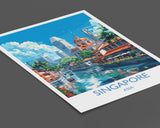 Singapore Travel Print, Travel Poster of Singapore, Singapore Wall Art Lovers Gift, Singapore Art NQ Media Designs