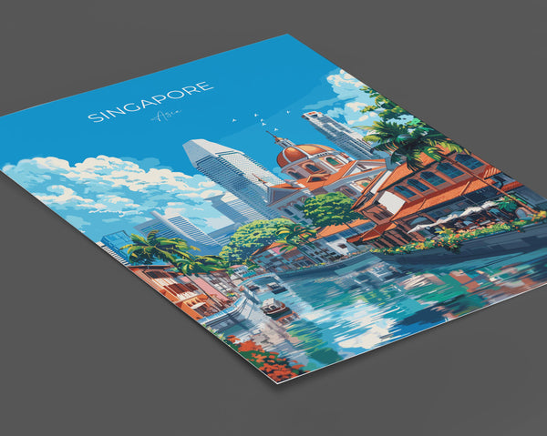 Singapore Travel Poster, Travel Print of Singapore, Singapore Wall Art Lovers Gift, Singapore Art