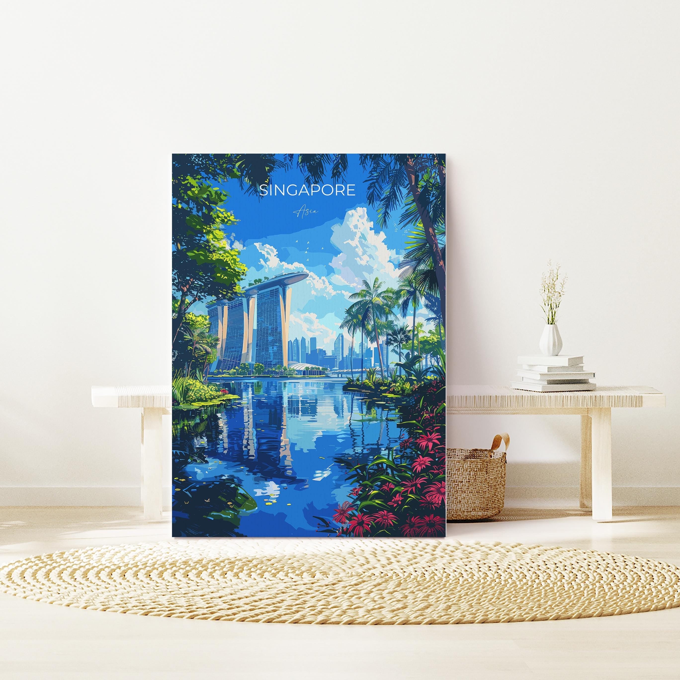Singapore Travel Poster, Travel Print of Singapore, Singapore Wall Art Lovers Gift, Singapore Art NQ Media Designs