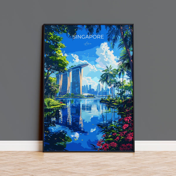 Singapore Travel Poster, Travel Print of Singapore, Singapore Wall Art Lovers Gift, Singapore Art
