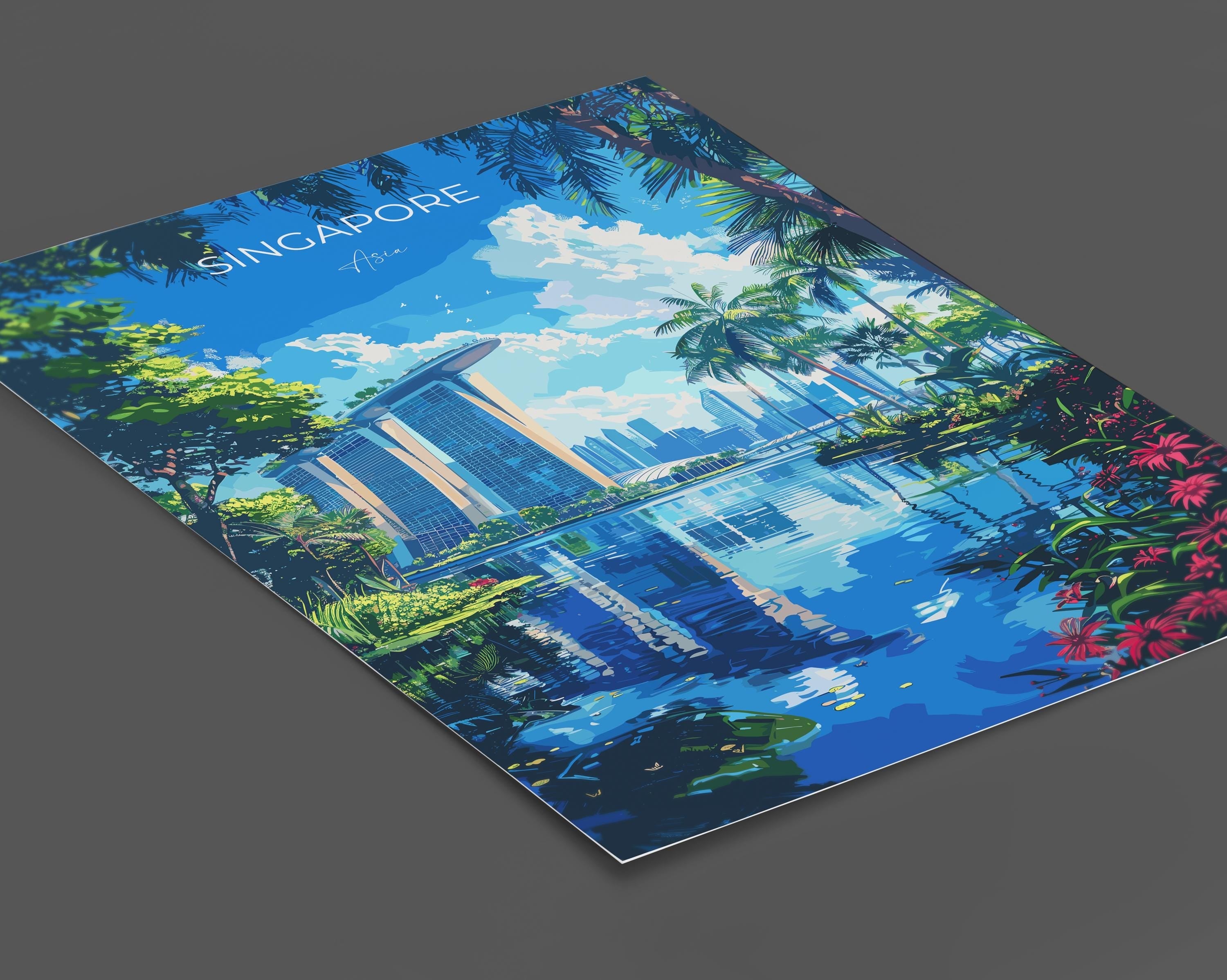 Singapore Travel Poster, Travel Print of Singapore, Singapore Wall Art Lovers Gift, Singapore Art NQ Media Designs