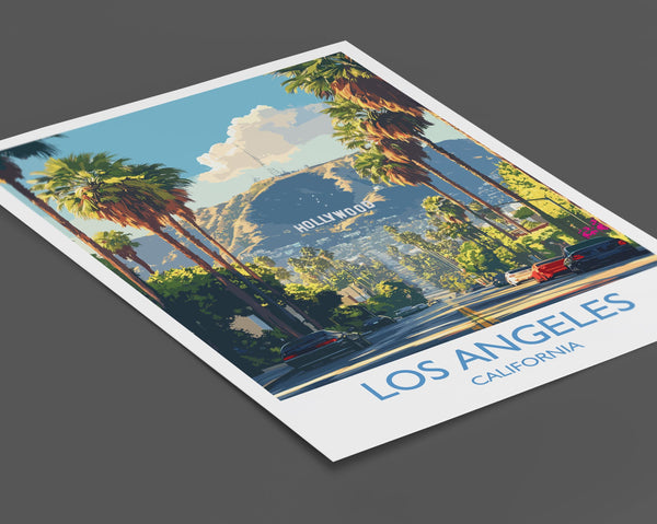 Los Angeles Travel Print, Travel Poster of Los Angeles, California, Los Angeles Art Lovers Gift, USA Gift, Wall Art Print