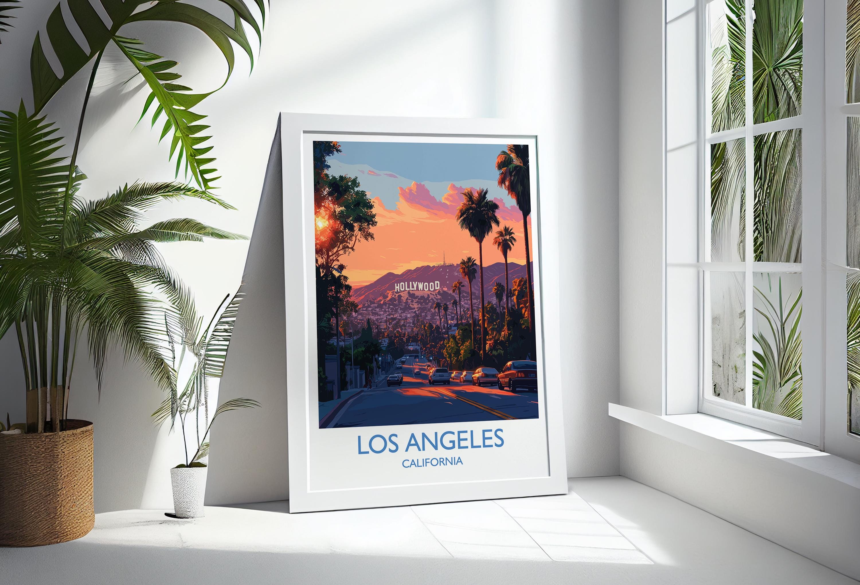 Los Angeles Travel Print, Travel Poster of Los Angeles, California, Los Angeles Art Lovers Gift, USA Gift, Wall Art Print NQ Media Designs