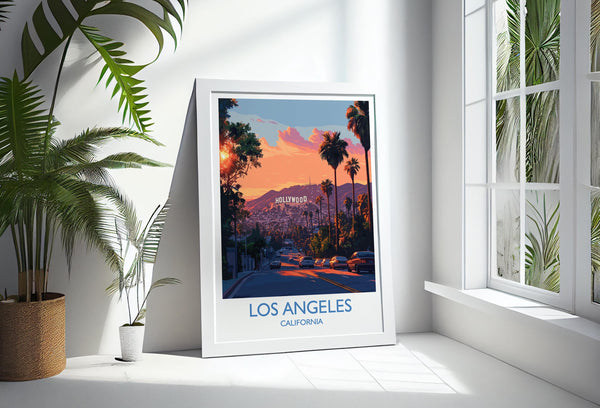 Los Angeles Travel Print, Travel Poster of Los Angeles, California, Los Angeles Art Lovers Gift, USA Gift, Wall Art Print