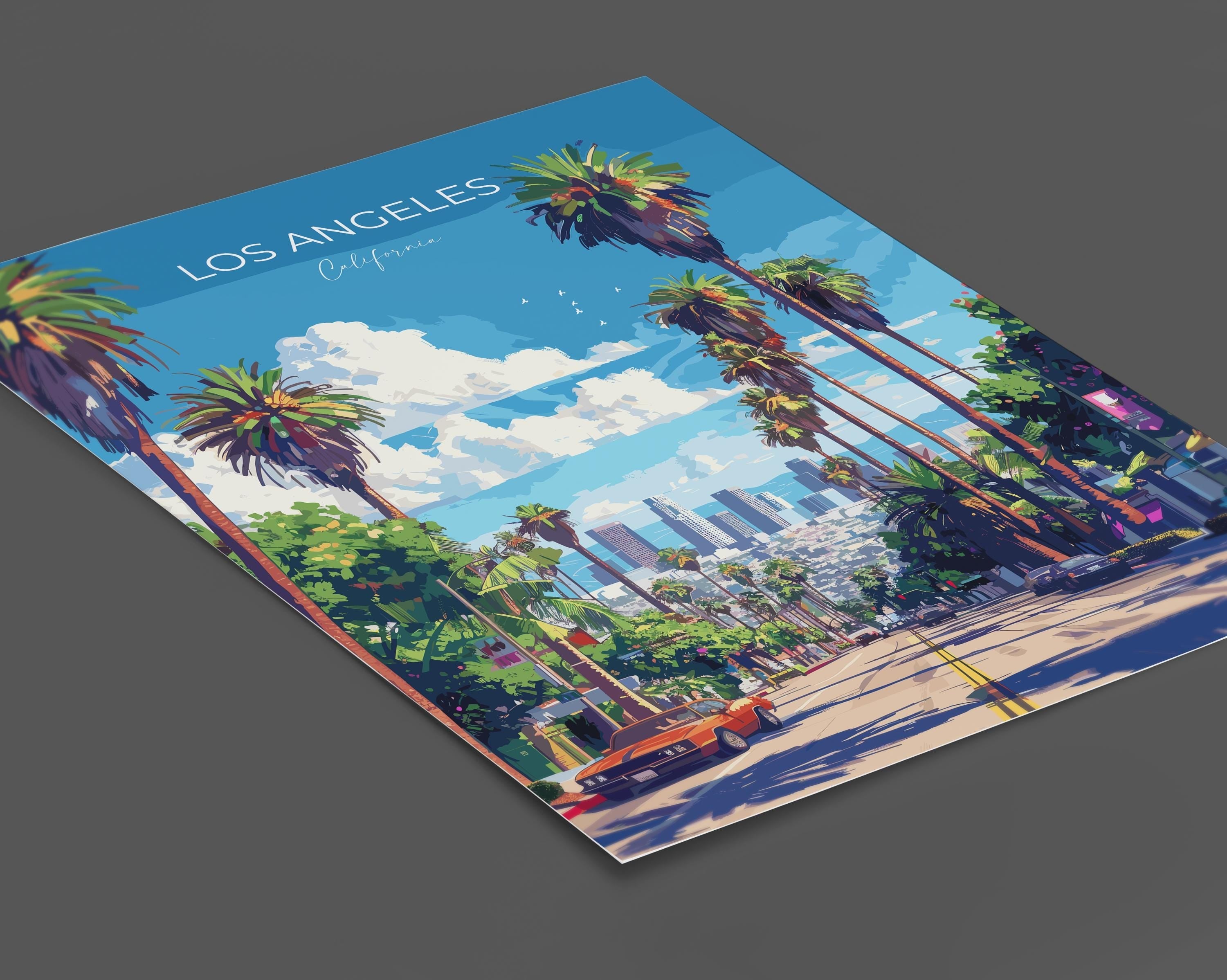 Los Angeles Travel Poster, Travel Print of Los Angeles, California, Los Angeles Art Lovers Gift, USA Gift, Wall Art Print NQ Media Designs