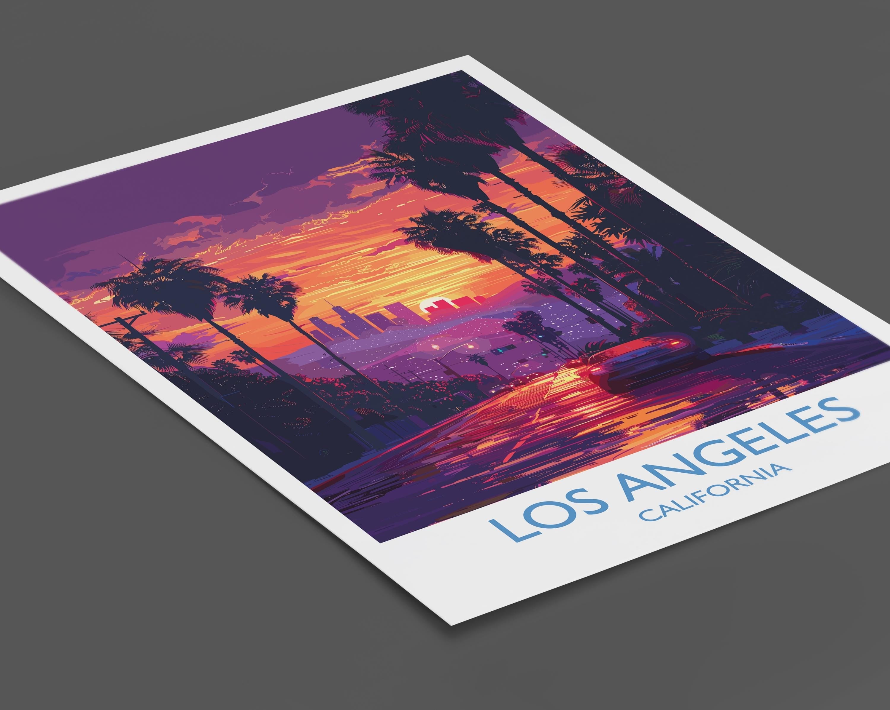 Los Angeles Travel Print, Travel Poster of Los Angeles, California, Los Angeles Art Lovers Gift, USA Gift, Wall Art Print NQ Media Designs