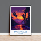 Los Angeles Travel Print, Travel Poster of Los Angeles, California, Los Angeles Art Lovers Gift, USA Gift, Wall Art Print NQ Media Designs