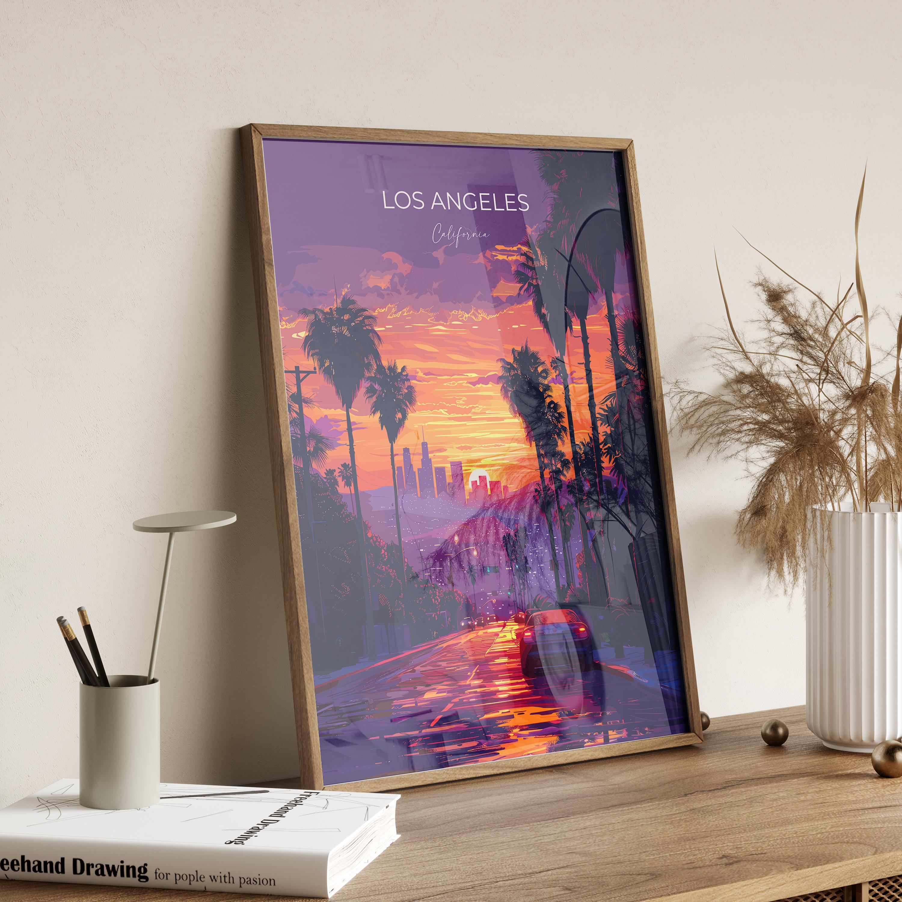 Los Angeles Travel Poster, Travel Print of Los Angeles, California, Los Angeles Art Lovers Gift, USA Gift, Wall Art Print NQ Media Designs