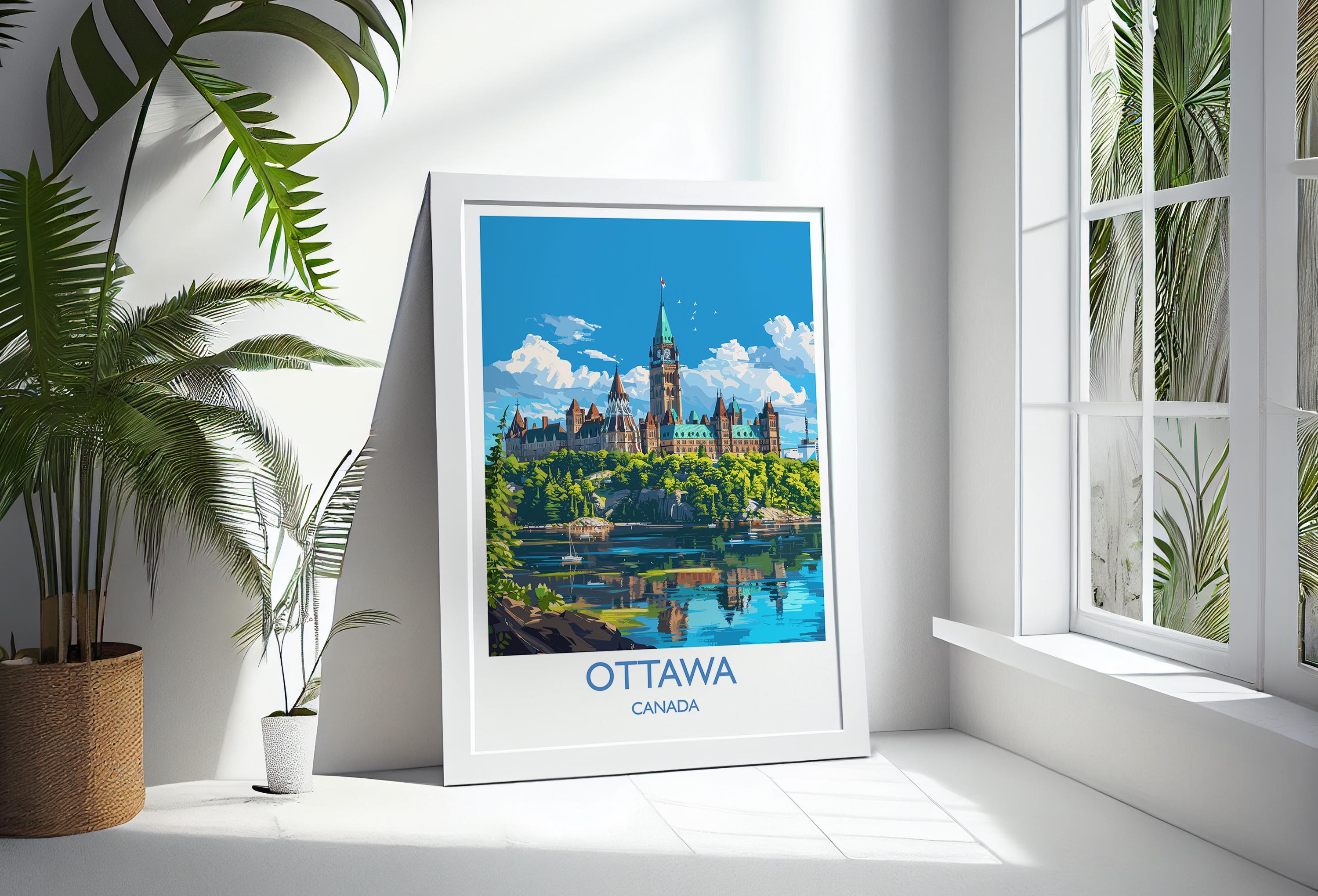 Ottawa Travel Print, Travel Poster of Ottawa , Canada Ontario Gift, Ottawa Art Lovers Gift, Canada Gift Art, Wall Art Print NQ Media Designs