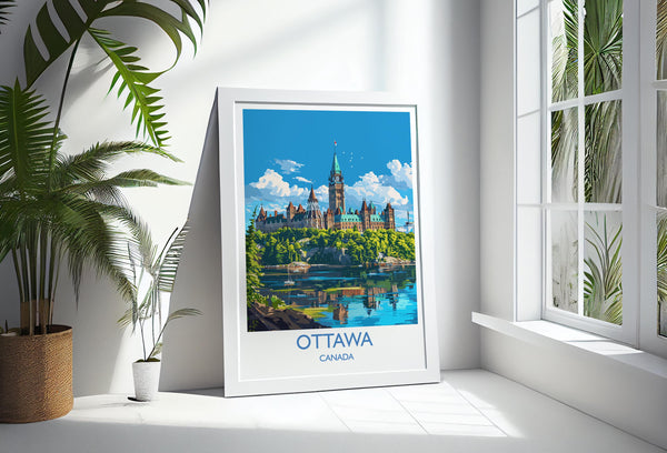 Ottawa Travel Print, Travel Poster of Ottawa , Canada Ontario Gift, Ottawa Art Lovers Gift, Canada Gift Art, Wall Art Print