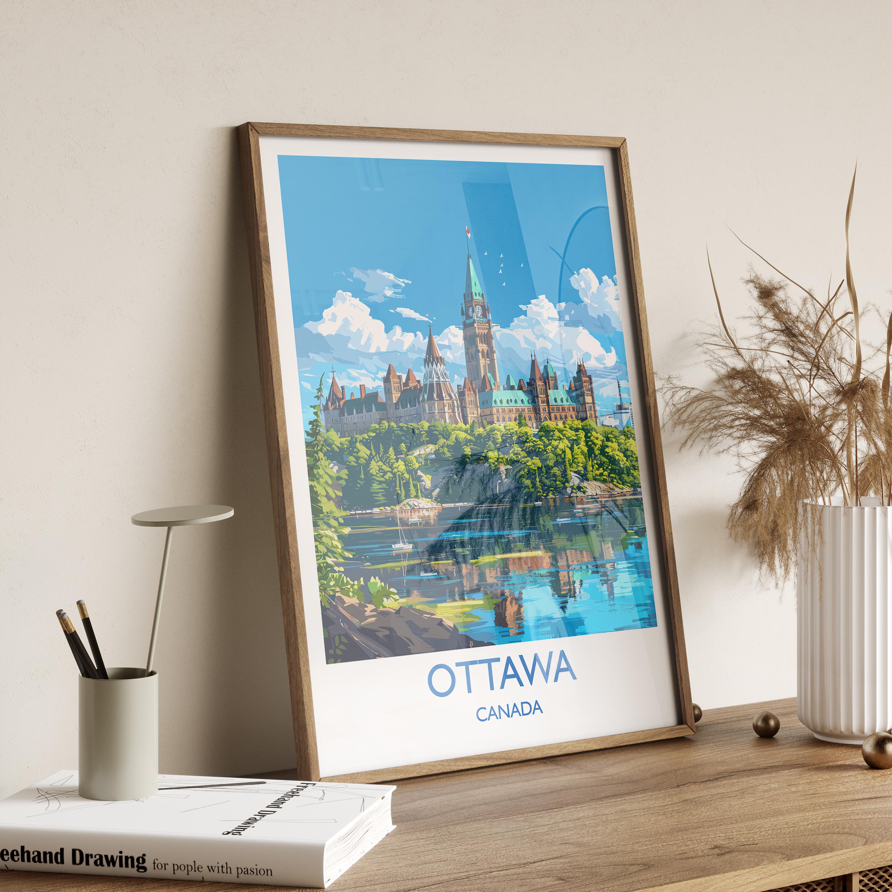 Ottawa Travel Print, Travel Poster of Ottawa , Canada Ontario Gift, Ottawa Art Lovers Gift, Canada Gift Art, Wall Art Print NQ Media Designs