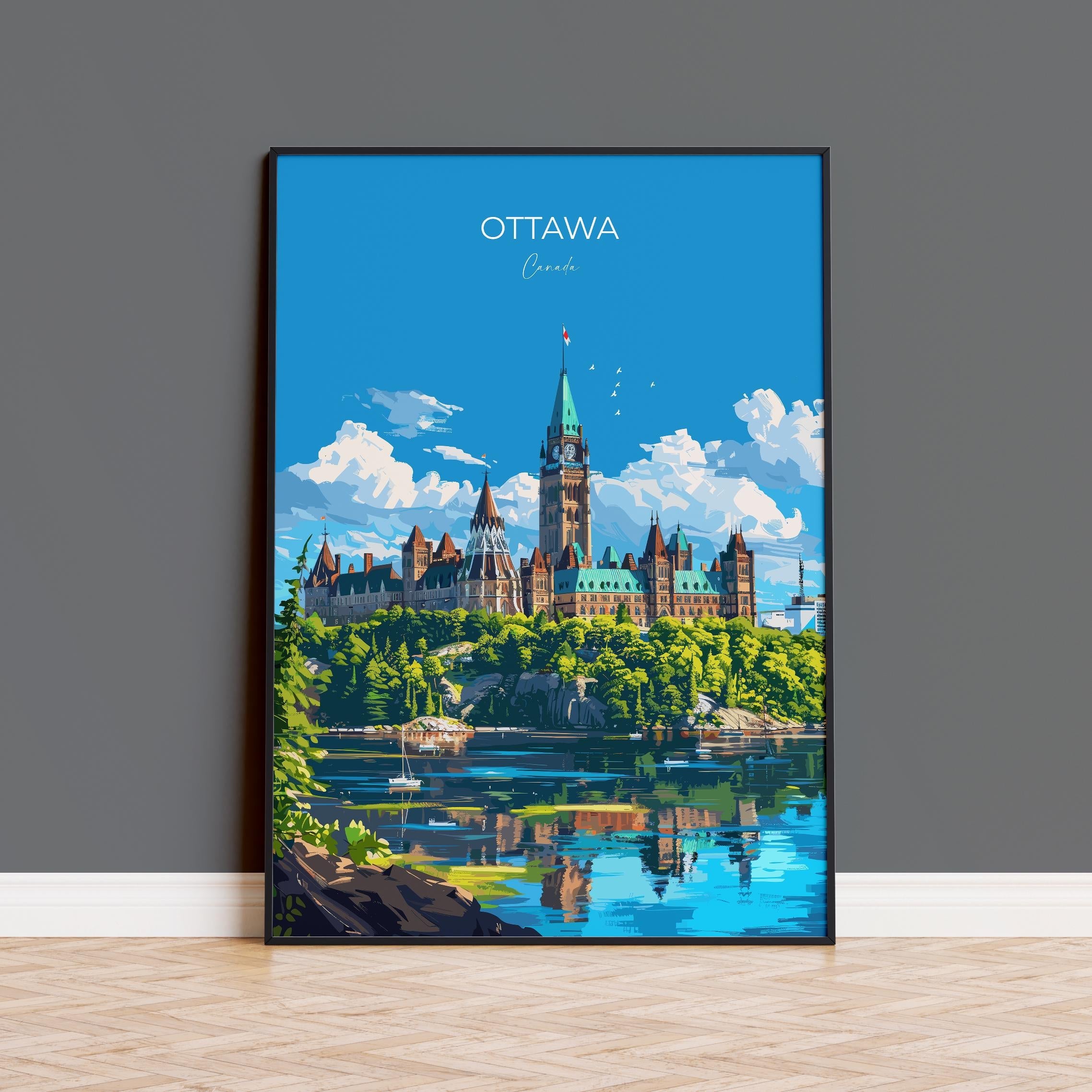 Ottawa Travel Poster, Travel Print of Ottawa , Canada Ontario Gift, Ottawa Art Lovers Gift, Canada Gift Art, Wall Art Print NQ Media Designs