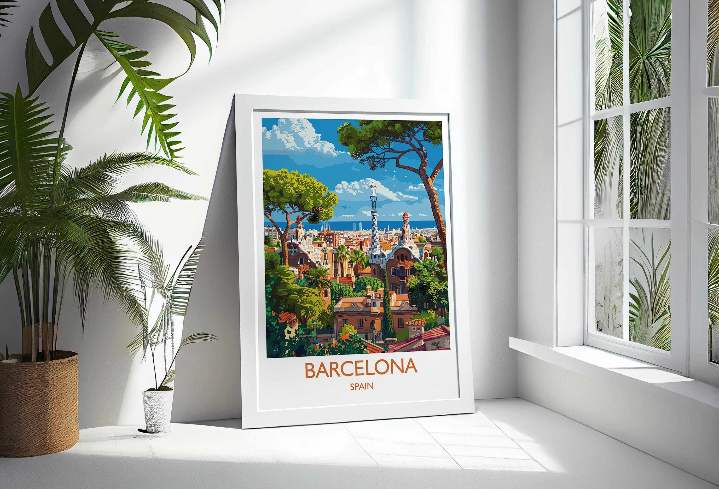 Barcelona Travel Print, Travel Poster of Barcelona, Spain Poster, Barcelona Wall Art Lovers Gift, Spain Art NQ Media Designs