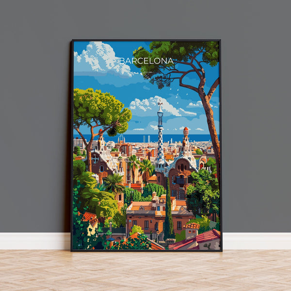 Barcelona Travel Poster, Travel Print of Barcelona, Spain Poster, Barcelona Wall Art Lovers Gift, Spain Art
