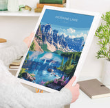 Moraine Lake Travel Poster, Travel Print of Lake Moraine, Canada Alberta Gift, Vancouver Art Lovers Gift, Canada Gift Art, Wall Art Print NQ Media Designs