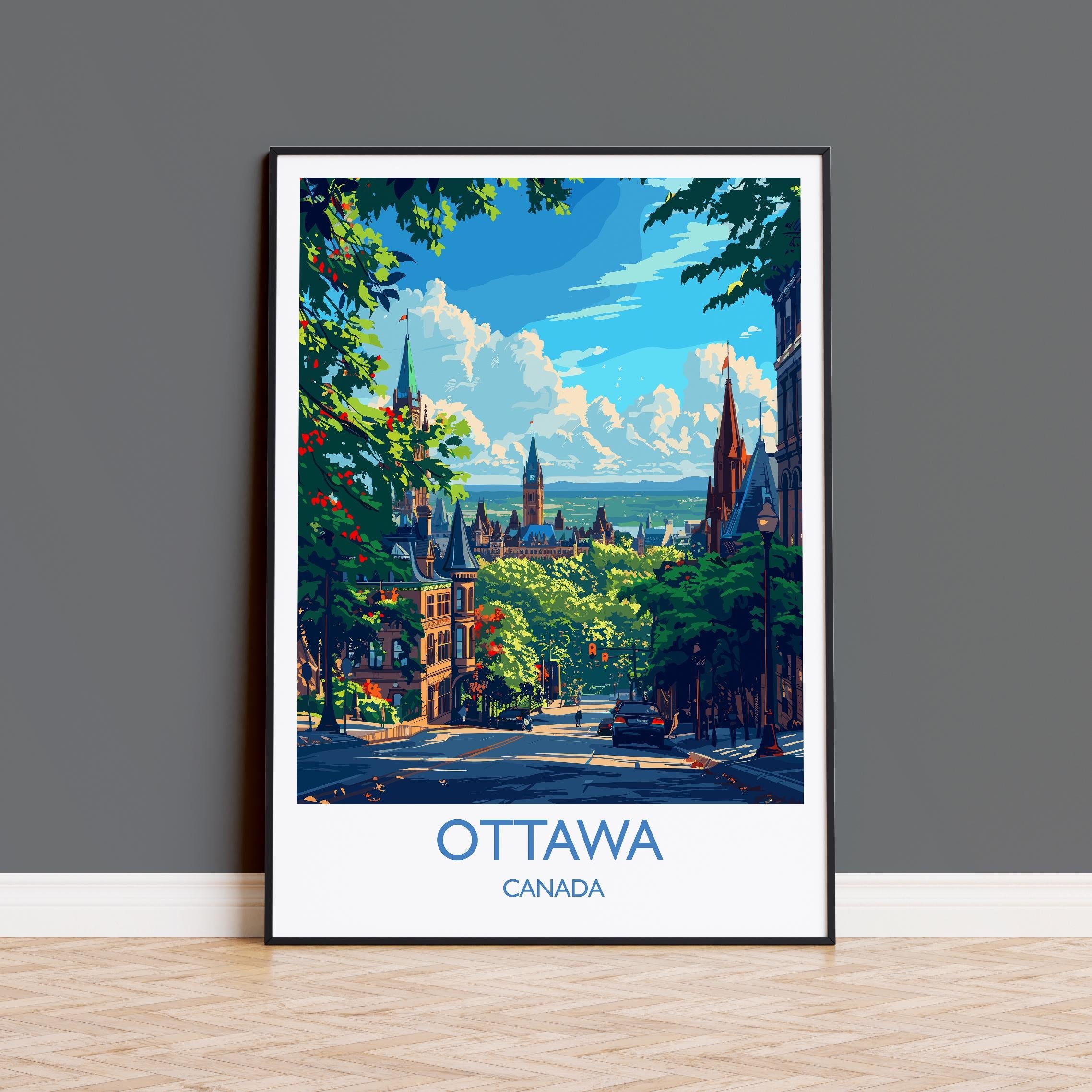 Ottawa Travel Print, Travel Poster of Ottawa , Canada Ontario Gift, Ottawa Art Lovers Gift, Canada Gift Art, Wall Art Print NQ Media Designs
