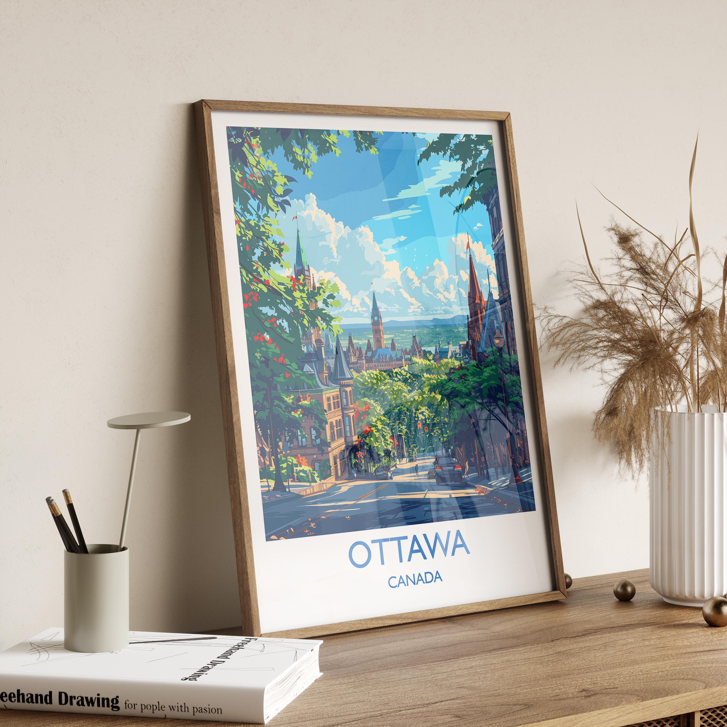 Ottawa Travel Print, Travel Poster of Ottawa , Canada Ontario Gift, Ottawa Art Lovers Gift, Canada Gift Art, Wall Art Print NQ Media Designs