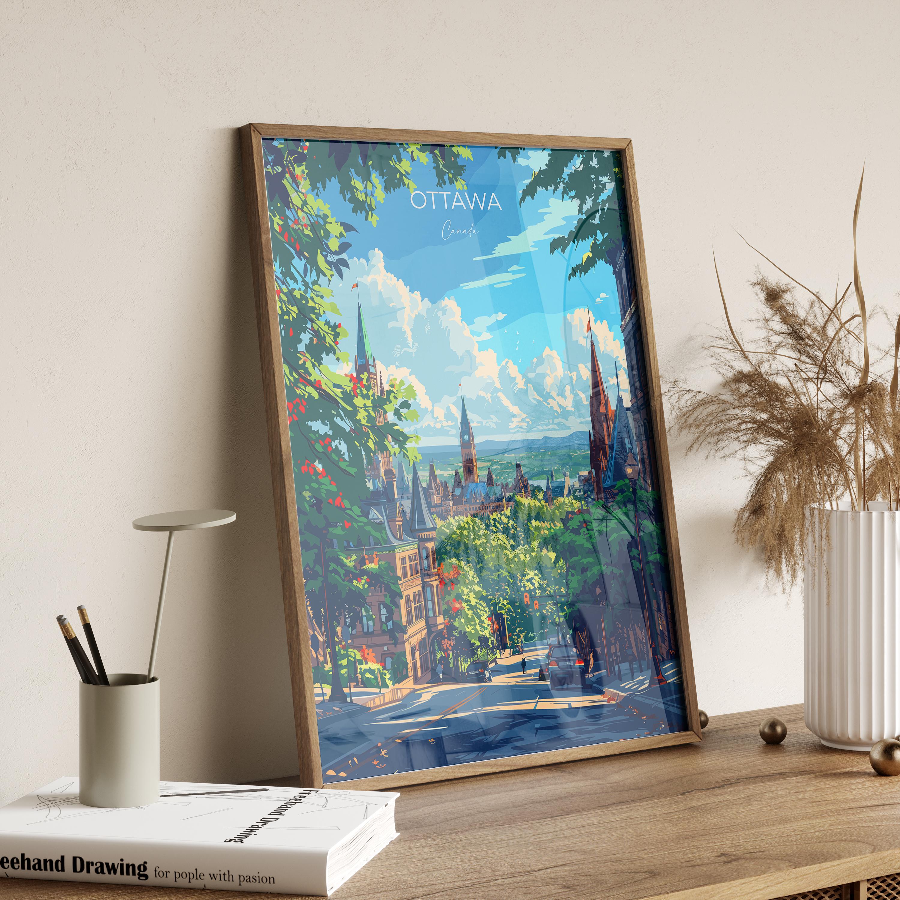 Ottawa Travel Poster, Travel Print of Ottawa , Canada Ontario Gift, Ottawa Art Lovers Gift, Canada Gift Art, Wall Art Print NQ Media Designs