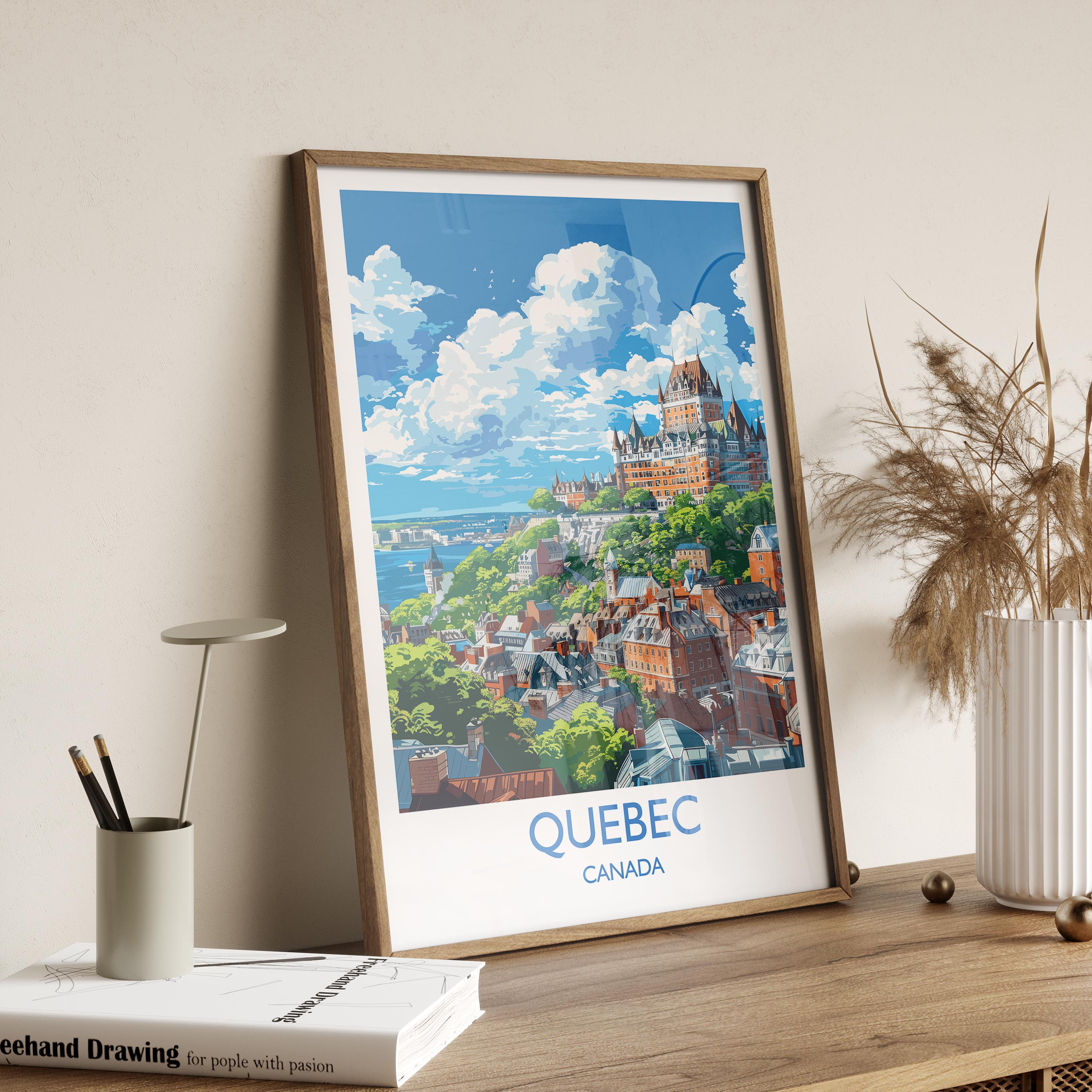 Quebec Travel Print, Travel Poster of Quebec , Canada Quebec City Gift, Quebec Art Lovers Gift, Canada Gift Art, Wall Art Print NQ Media Designs