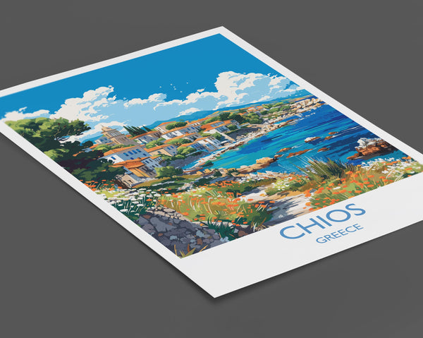 Chios Travel Print, Travel Poster of Chios, Greece Gift, Greek Islands Art Lovers Gift, Chios Gift Art, Wall Art Print