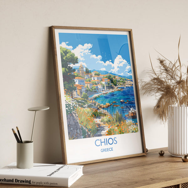 Chios Travel Print, Travel Poster of Chios, Greece Gift, Greek Islands Art Lovers Gift, Chios Gift Art, Wall Art Print
