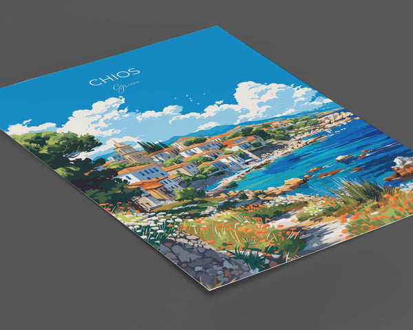 Chios Travel Poster, Travel Print of Chios, Greece Gift, Greek Islands Art Lovers Gift, Chios Gift Art, Wall Art Print