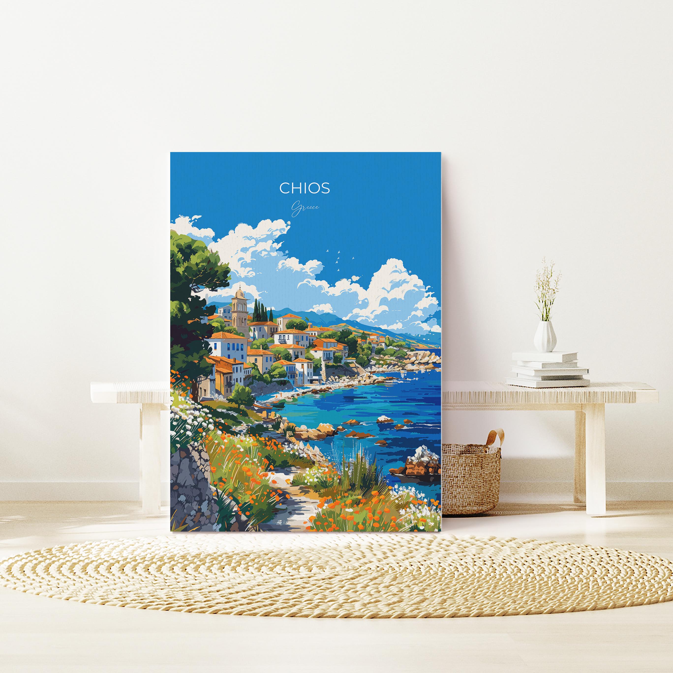 Chios Travel Poster, Travel Print of Chios, Greece Gift, Greek Islands Art Lovers Gift, Chios Gift Art, Wall Art Print NQ Media Designs