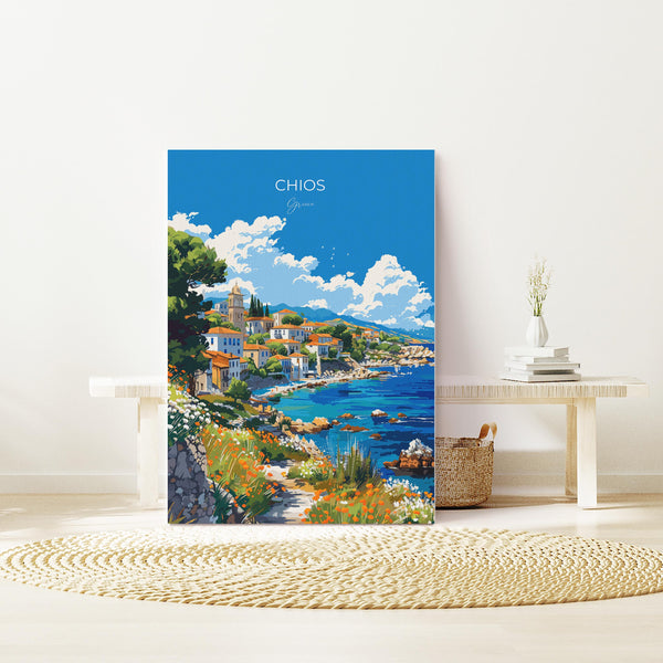 Chios Travel Poster, Travel Print of Chios, Greece Gift, Greek Islands Art Lovers Gift, Chios Gift Art, Wall Art Print