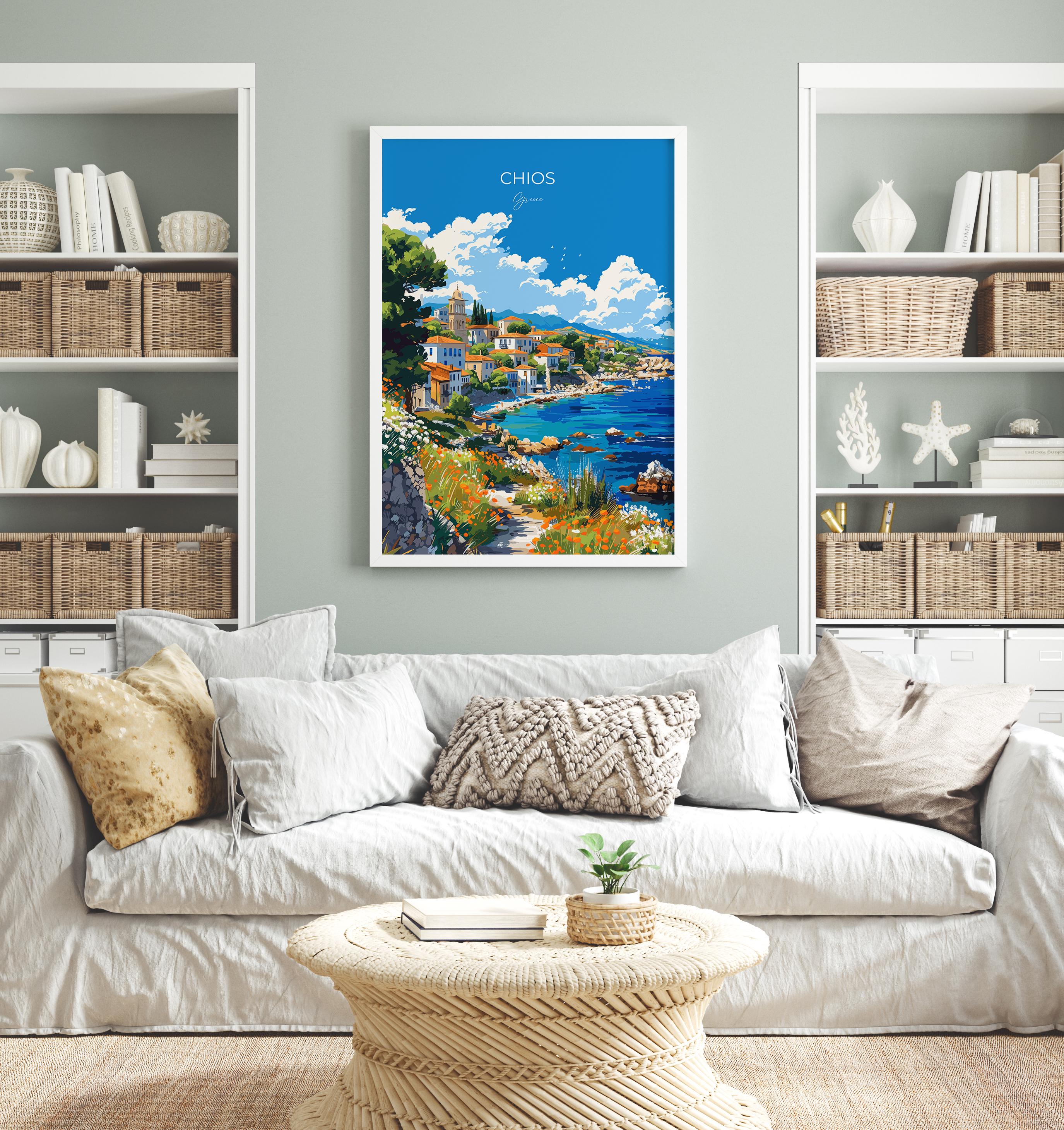 Chios Travel Poster, Travel Print of Chios, Greece Gift, Greek Islands Art Lovers Gift, Chios Gift Art, Wall Art Print NQ Media Designs