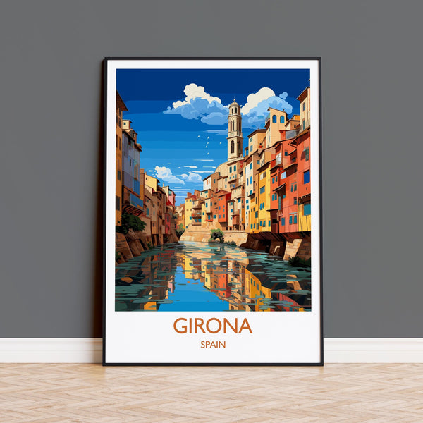 Girona Travel Print, Travel Poster of Girona, Spain Poster, Girona Art Lovers Gift, Spain Art