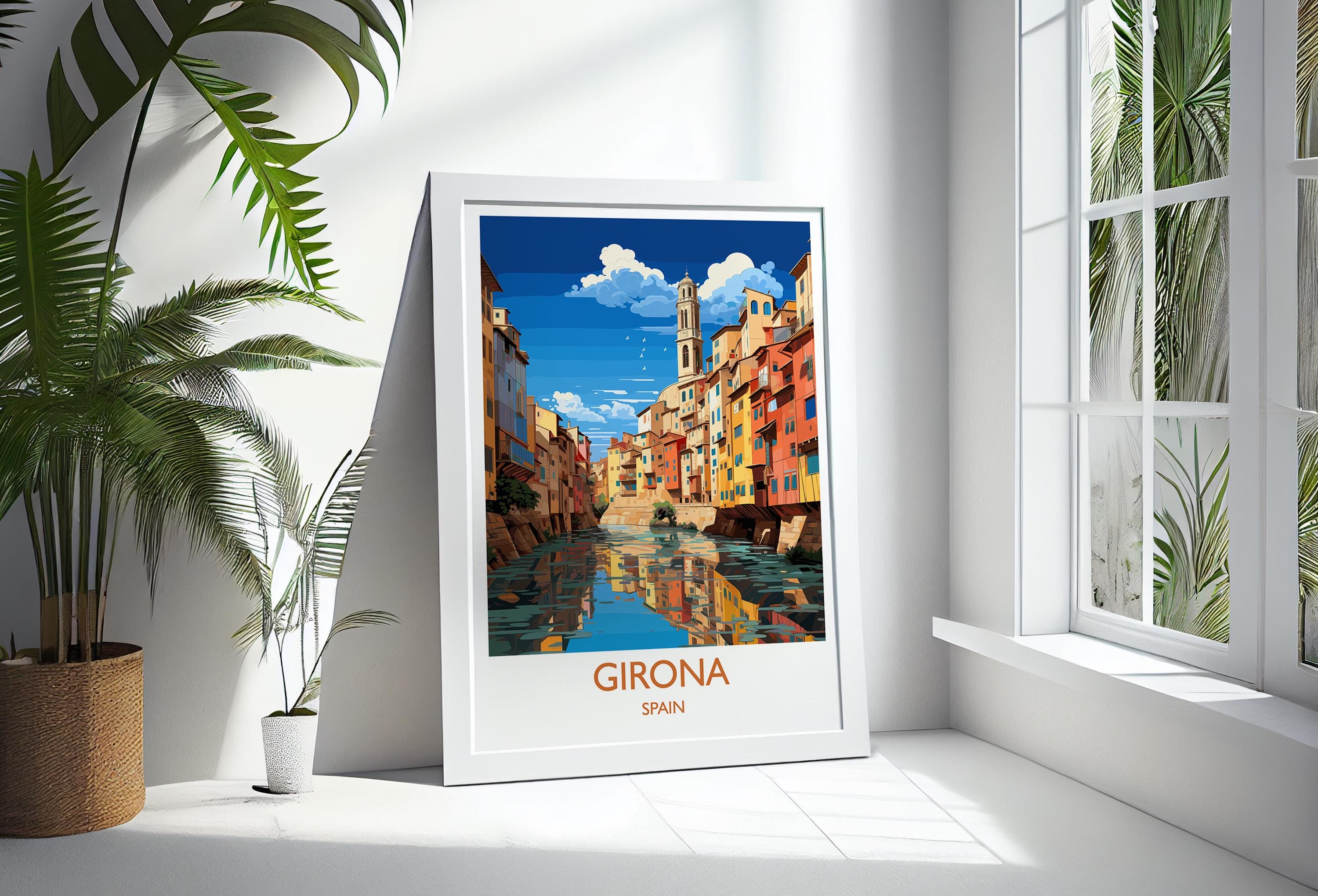Girona Travel Print, Travel Poster of Girona, Spain Poster, Girona Art Lovers Gift, Spain Art NQ Media Designs