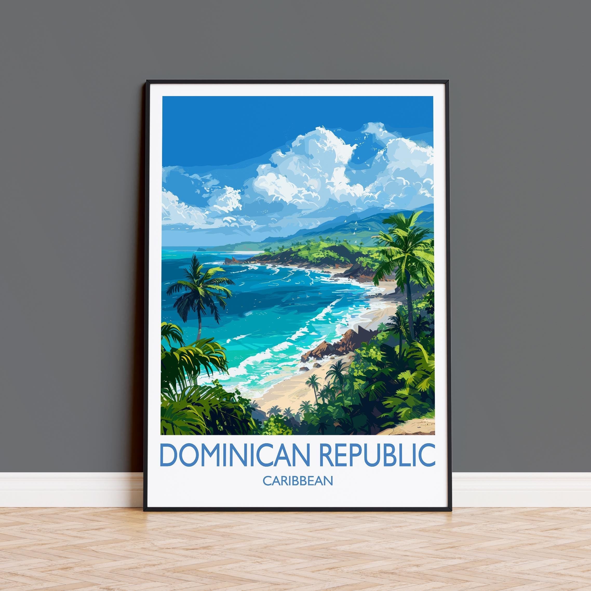 Dominican Republic Travel Print, Travel Poster of Dominican Republic, Dominican Republic Art Lovers Gift, Caribbean Gift, Wall Art Print NQ Media Designs