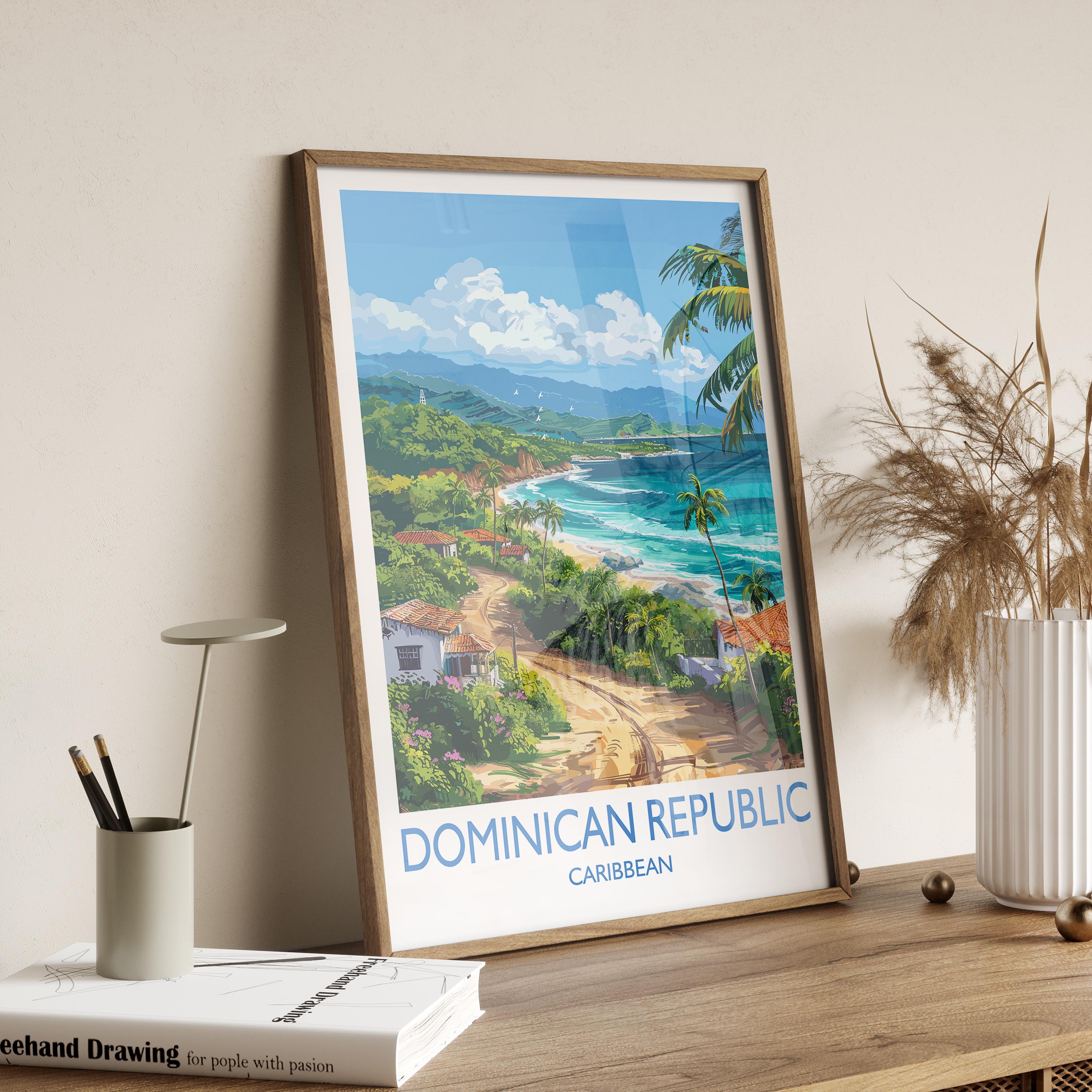 Dominican Republic Travel Print, Travel Poster of Dominican Republic, Dominican Republic Art Lovers Gift, Caribbean Gift, Wall Art Print NQ Media Designs