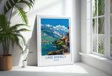 Lake Annecy Travel Poster Wall Art, Travel Print of Lake Annecy, Lake Annecy Art Lovers Gift, France, French Lakes Art Gift NQ Media Designs