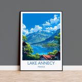 Lake Annecy Travel Poster Wall Art, Travel Print of Lake Annecy, Lake Annecy Art Lovers Gift, France, French Lakes Art Gift NQ Media Designs