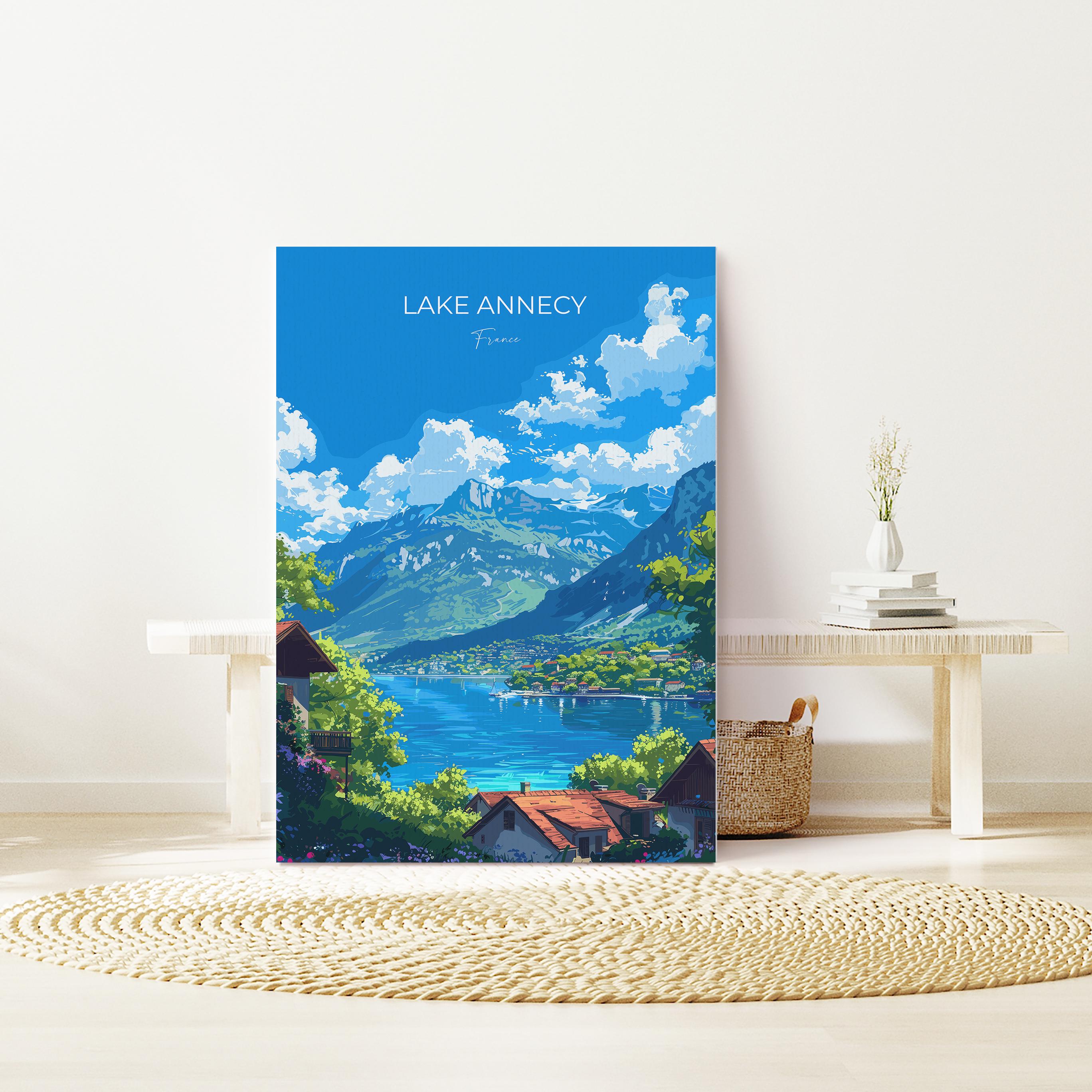 Lake Annecy Travel Print Wall Art, Travel Poster of Lake Annecy, Lake Annecy Art Lovers Gift, France, French Lakes Art Gift NQ Media Designs