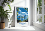 Vancouver Travel Print, Travel Poster of Vancouver, Canada British Columbia Gift, Vancouver Art Lovers Gift, Canada Gift Art, Wall Art Print NQ Media Designs