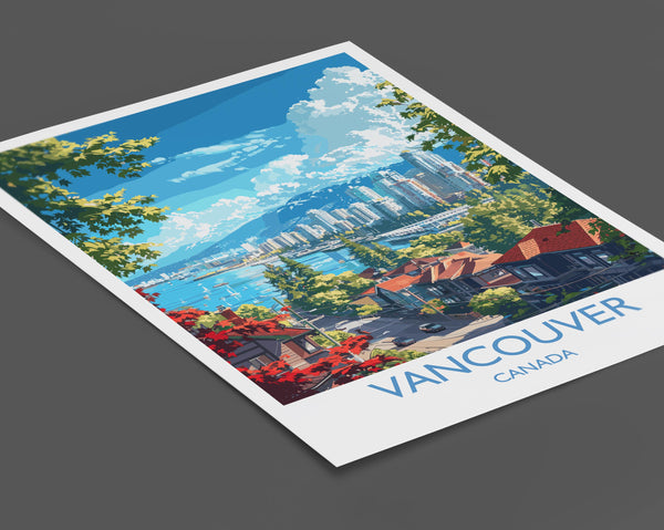 Vancouver Travel Print, Travel Poster of Vancouver, Canada British Columbia Gift, Vancouver Art Lovers Gift, Canada Gift Art, Wall Art Print