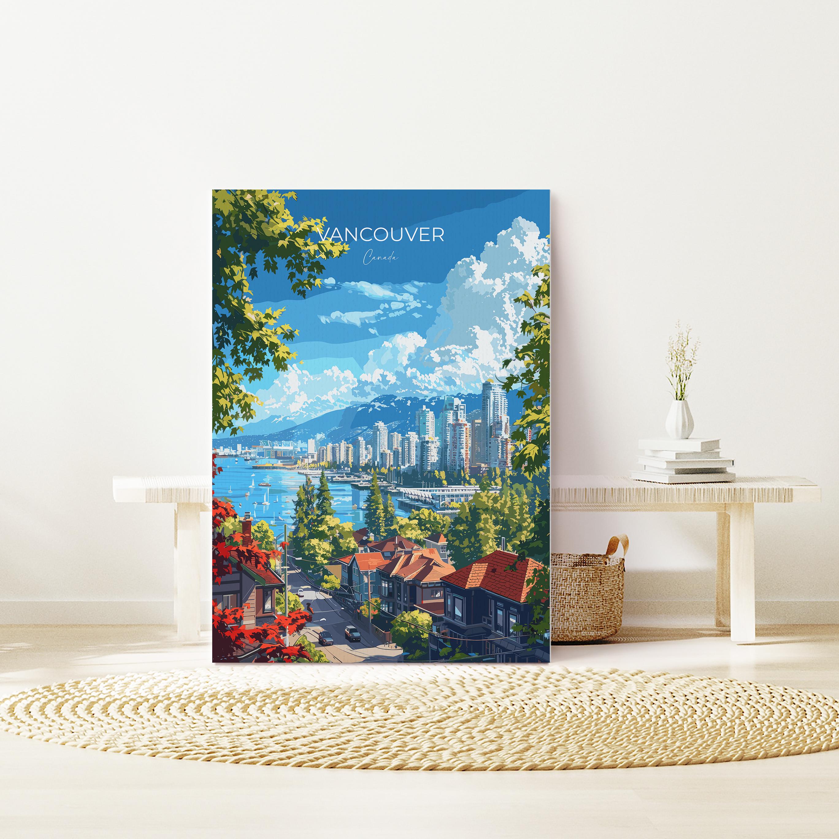 Vancouver Travel Poster, Travel Print of Vancouver, Canada British Columbia Gift, Vancouver Art Lovers Gift, Canada Gift Art, Wall Art Print NQ Media Designs