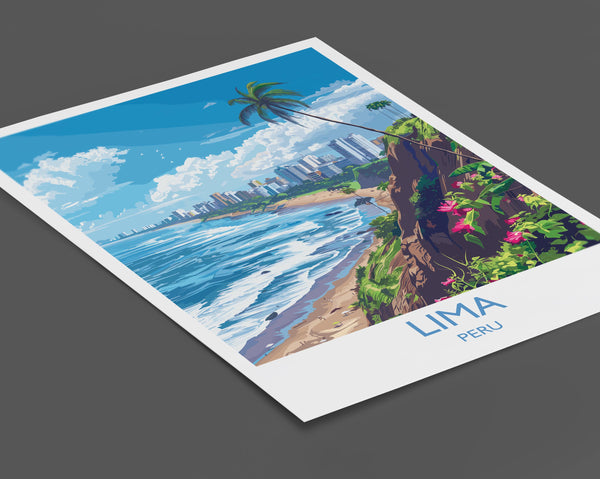 Lima Travel Print, Travel Poster of Lima, Peru Poster, Lima Wall Art Lovers Gift, Peru Art