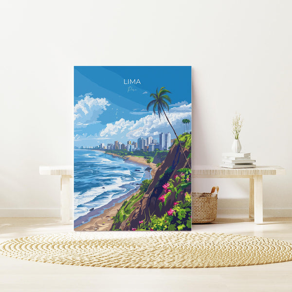 Lima Travel Poster, Travel Print of Lima, Peru Poster, Lima Wall Art Lovers Gift, Peru Wall Art Gift