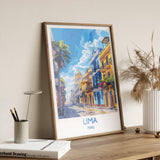 Lima Travel Print, Travel Poster of Lima, Peru Poster, Lima Wall Art Lovers Gift, Peru Wall Art Gift NQ Media Designs