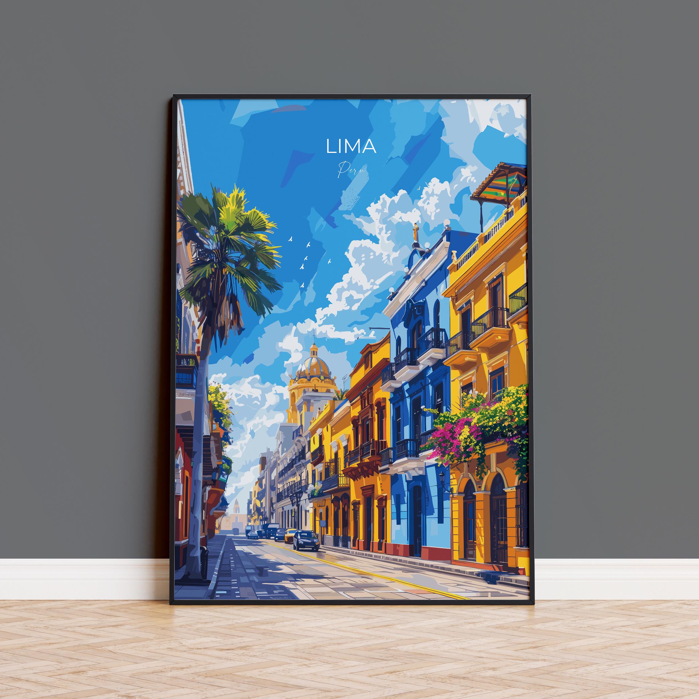 Lima Travel Poster, Travel Print of Lima, Peru Poster, Lima Wall Art Lovers Gift, Peru Wall Art Gift NQ Media Designs
